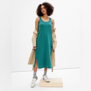 GAP Scoopneck Sleeveless Midi Dress - Jade Stone Green, size L